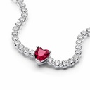 Pulsera tenis Pandora Corazón Brillante Rojo