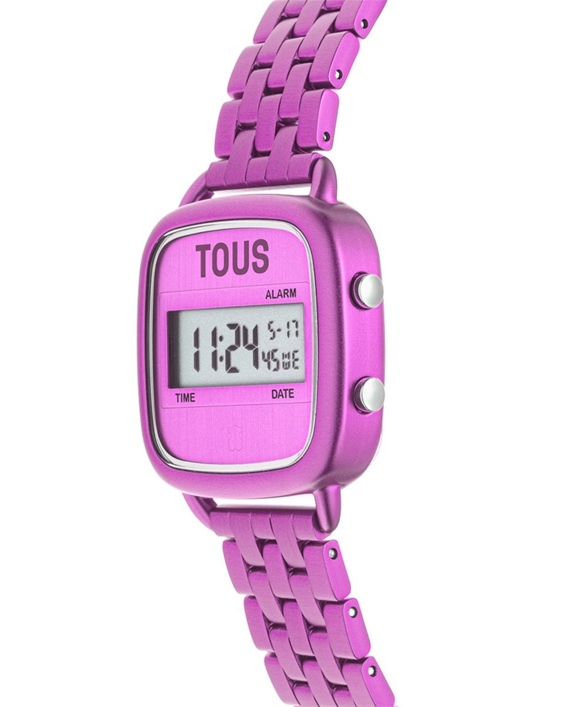 Reloj Tous Digital D-Logo brazalete aluminio Lila