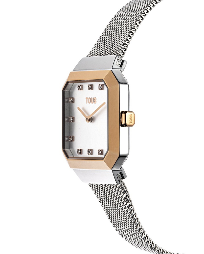 Reloj Tous Karat Squared analógico Mujer con brazalete de acero & IPRG Rosa