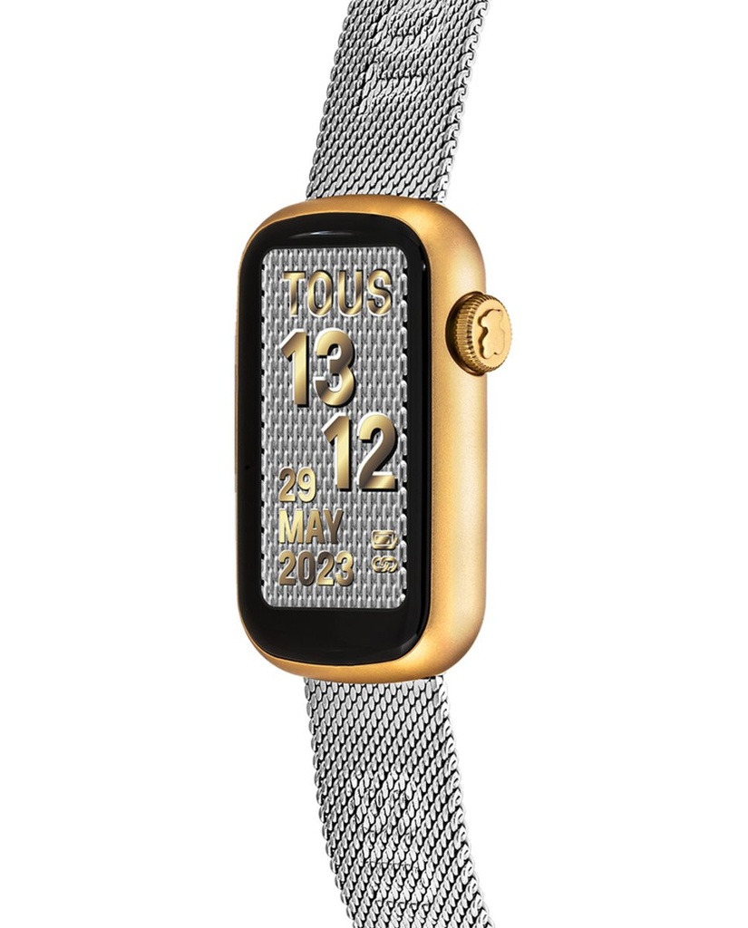 Reloj Tous Smartwatch T-Band Mesh con brazalete de acero y caja de aluminio IP dorado