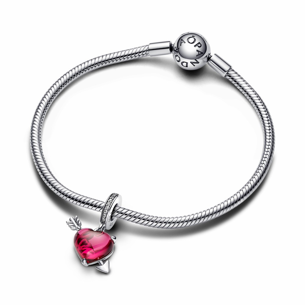Charm colgante Pandora Cristal de Murano Corazón Rojo y Flecha