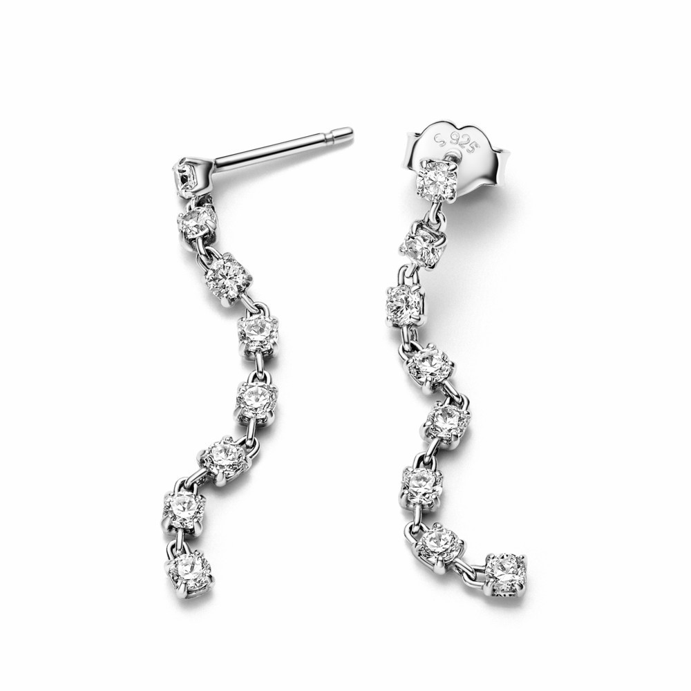 Pendientes Pandora colgantes con ocho piedras brillantes