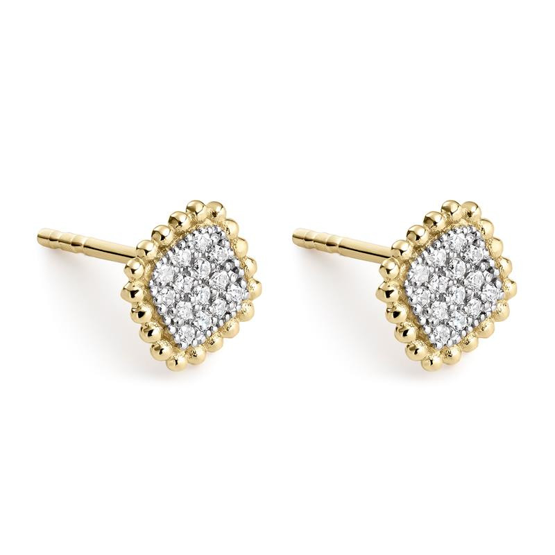 PENDIENTES LITTA FIORE SELLO PAVE CIRCONITAS EN ORO AMARILLO