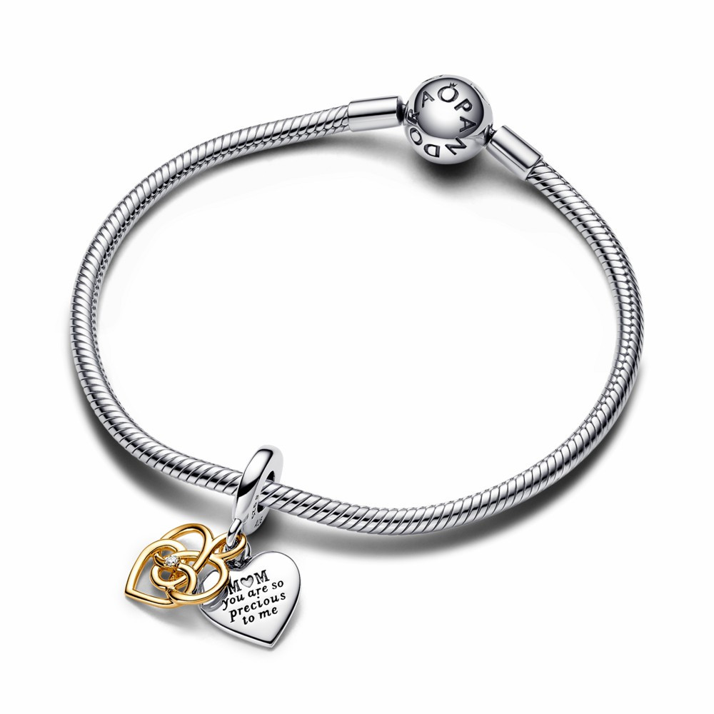 Charms Pandora colgantes dobles con diamantes cultivados