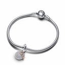 Charm Pandora colgante doble de llave de la felicidad de dos tonos