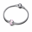 Charm Pandora de cristal de murano rosa rodeado