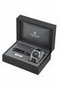 Juego de reloj Victorinox Alliance Correa cuero y esfera negra con navaja suiza negra
