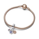 Charm colgante triple Pandora corazón arcoíris, maripoza y paz