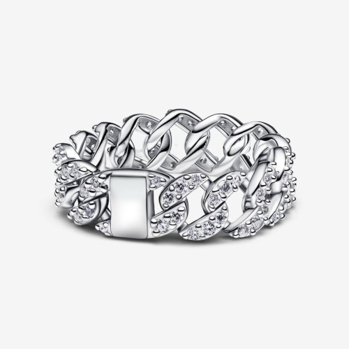 ANILLO PANDORA CADENA CUBANA EN PAVE
