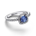 Anillo Pandora Halo Azul Cuadrado Brillante