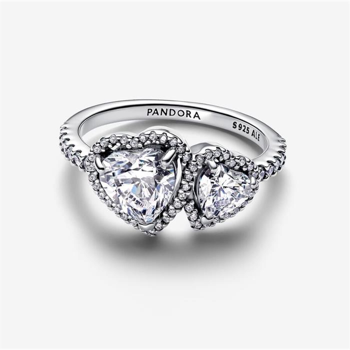 Anillo Pandora Corazones Halo Brillante