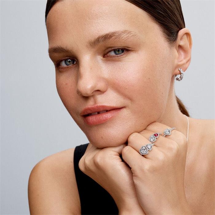 Anillo Pandora Corazones Halo Brillante