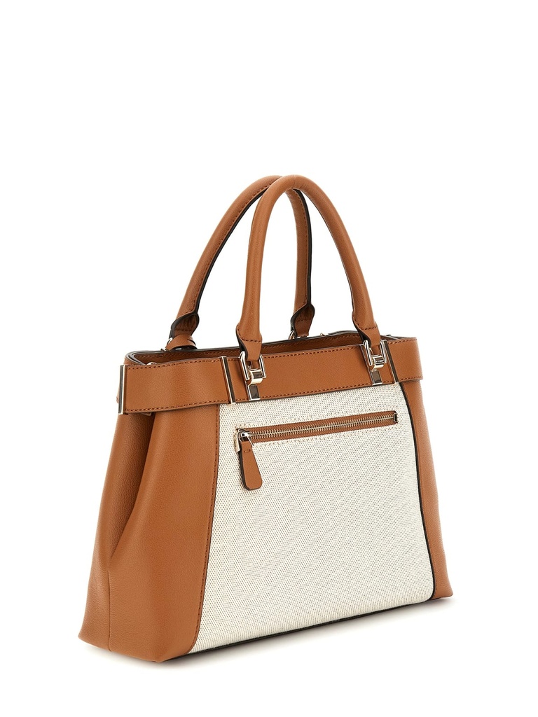 Bolso Guess Anadela 3 Compartimentos Satchel Coñac Natural