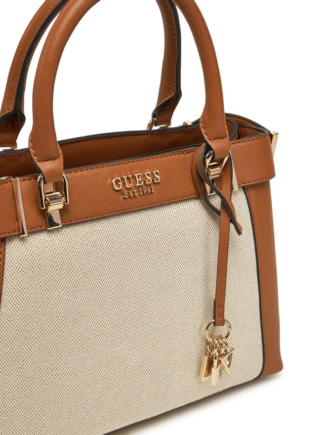 Bolso Guess Anadela 3 Compartimentos Satchel Coñac Natural