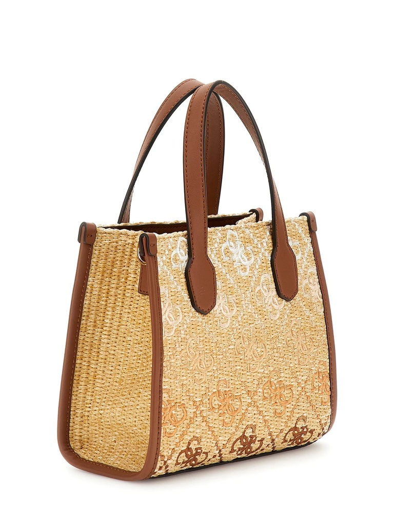 MINI BOLSO GUESS DE MANO SILVANA 4G RAFIA