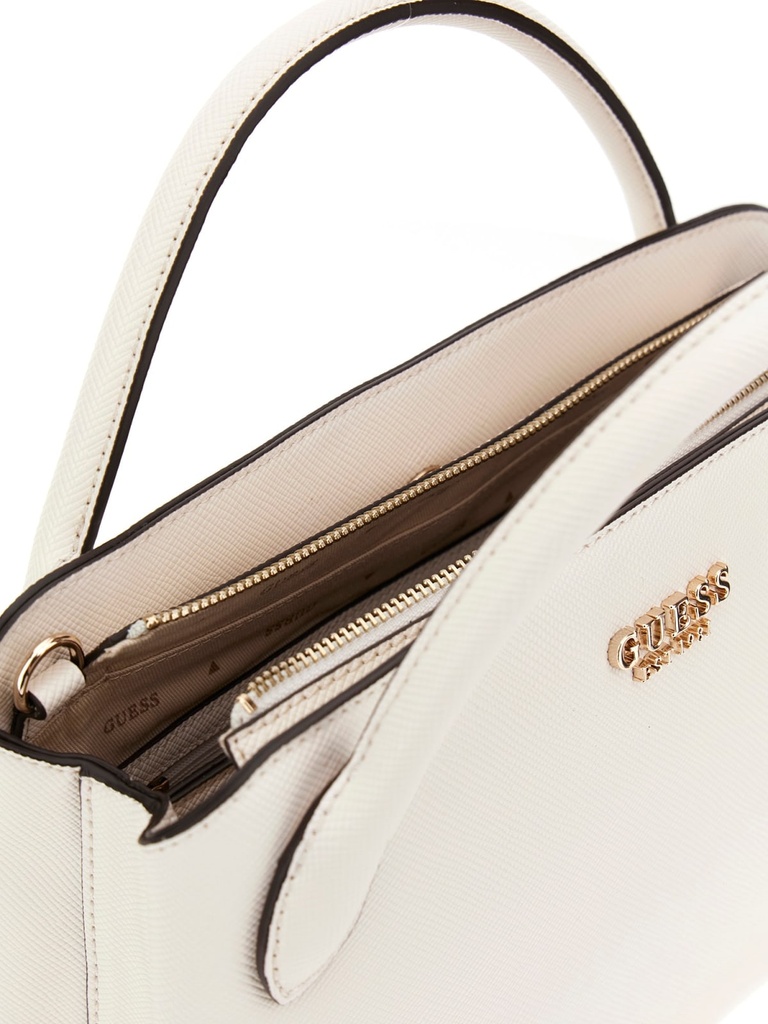 Bolso Guess Fedana Elite color crema y blanco