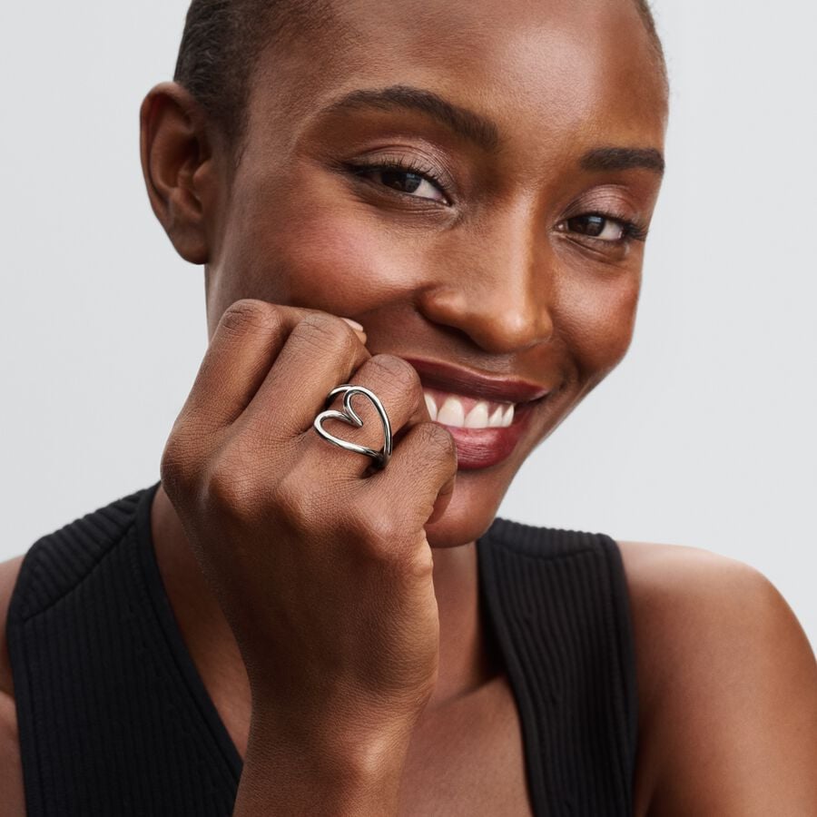 Anillo Pandora Corazón Forma Orgánica