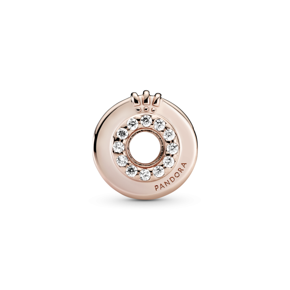 Charm pandora corona centro abierto rosé
