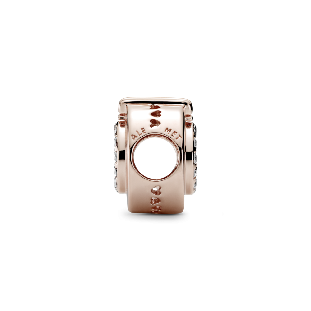 Charm pandora corona centro abierto rosé
