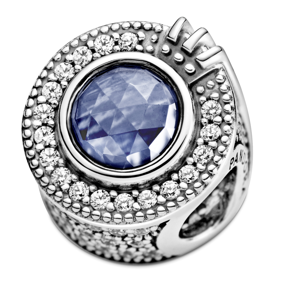 Charm Padora azul brillante de la corona Pandora