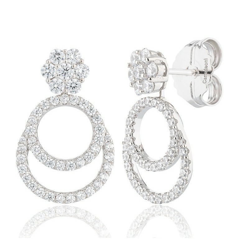 Pendientes Camaleoni  Plata Rodio Desmontable Flor WPD004/LP