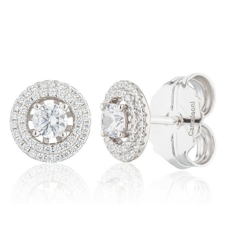 Pendientes Camaleoni  Plata Rodio Desmontable Cerco y Circulo WPD005/LP