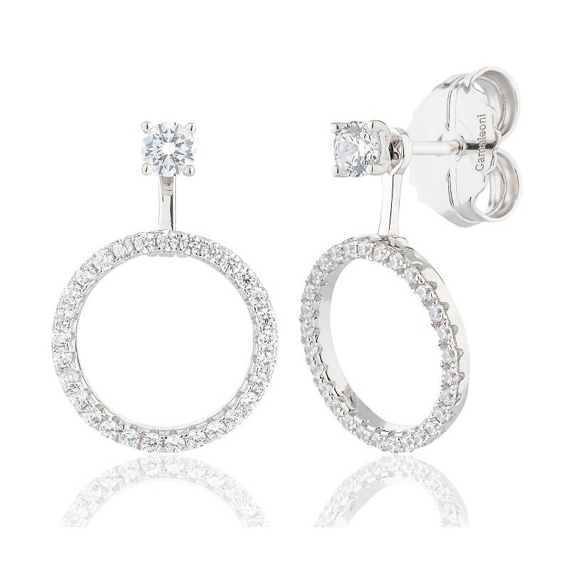 Pendientes Camaleoni  Plata Rodio Desmontable Cerco y Circulo WPD005/LP