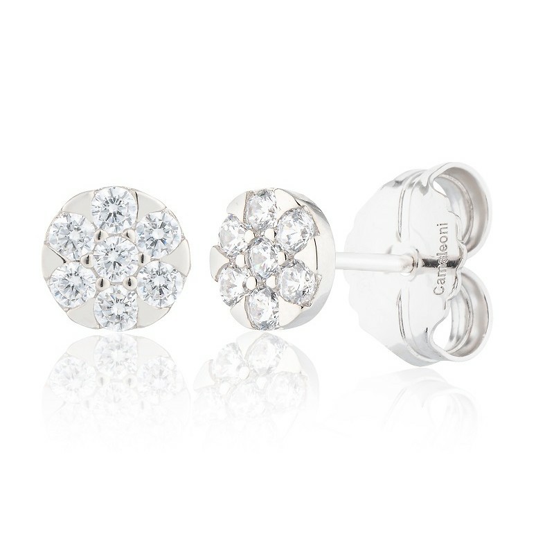 Pendientes Camaleoni  Plata Rodio Desmontable Cerco y 3 Circulos WPD006/LP