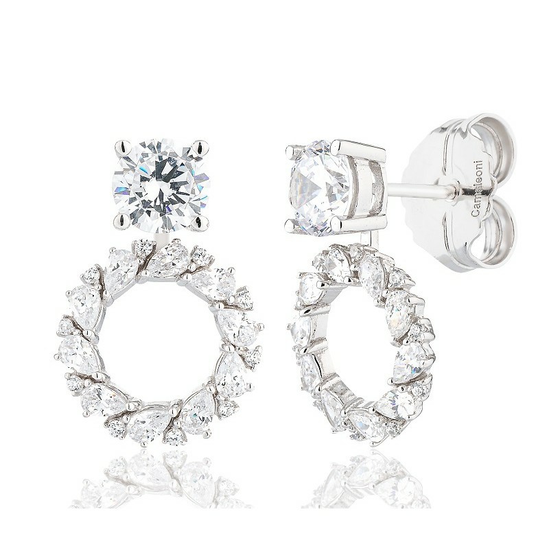 Pendientes Camaleoni  Plata Rodio Desmontable Solitario WPD010/LP