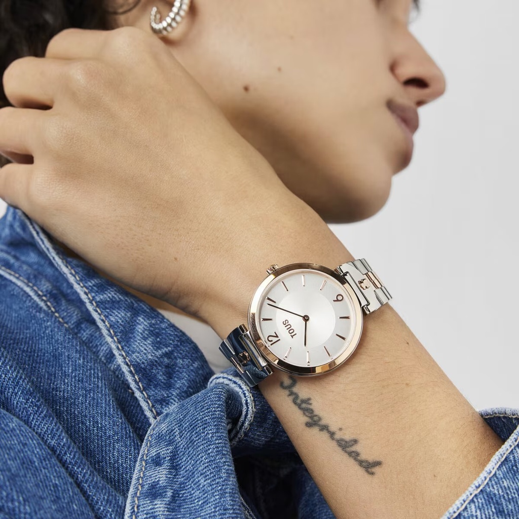 Reloj Tous Mujer S-Band Analógico Acero Bicolor Plateado IP Rosado 200351071