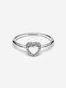 Anillo Pandora Halo y Corazón Grabable