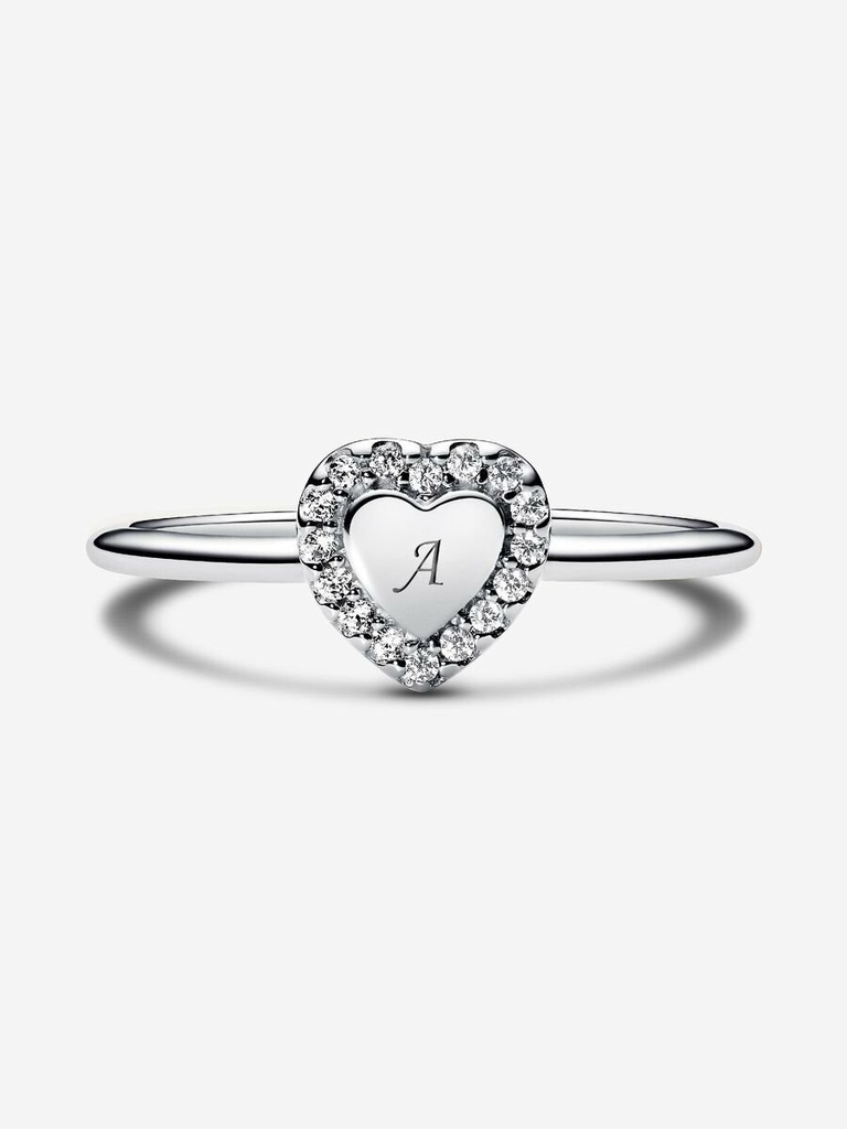 Anillo Pandora Halo y Corazón Grabable