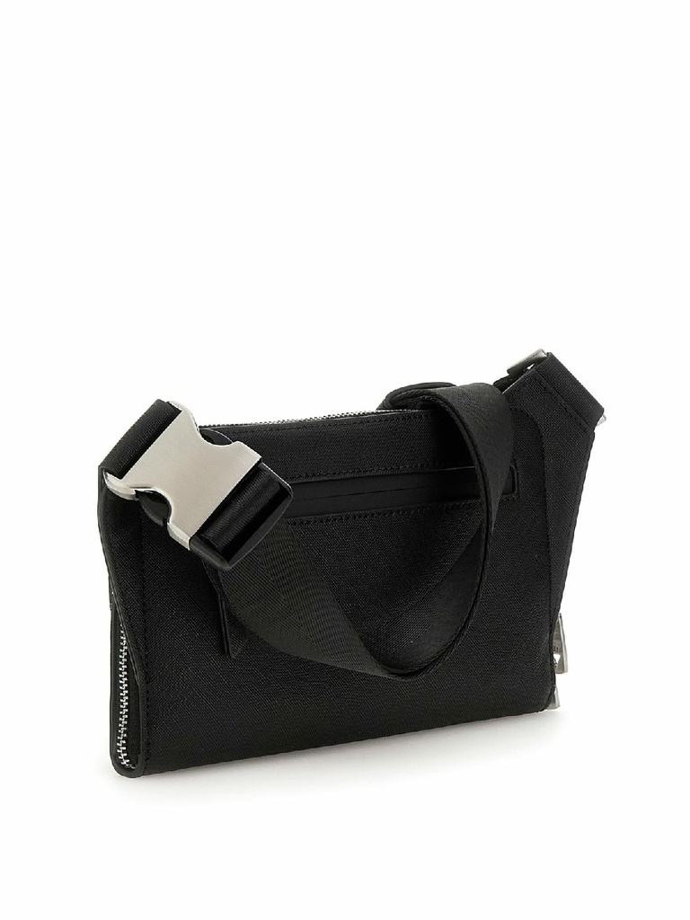 Riñonera Guess Hombre Milano Saffiano Negro