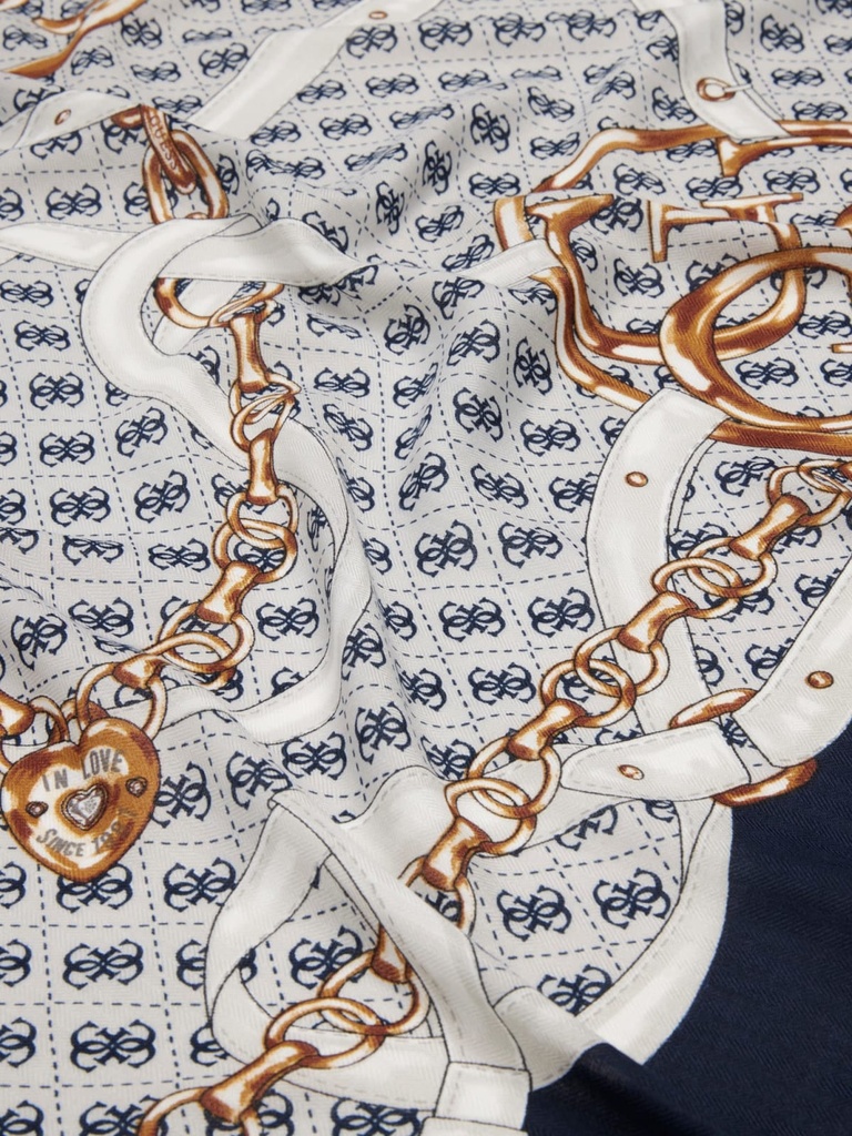 Bufanda Guess Kefiah Noelle con logotipo 4G-BLU