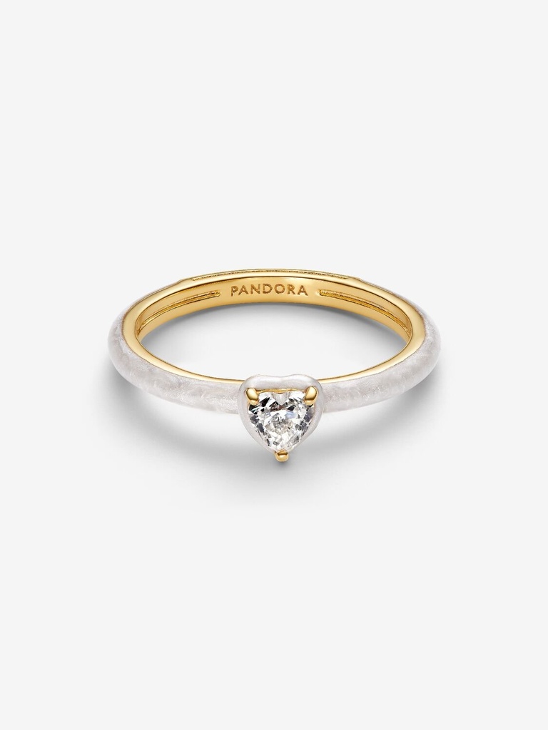 Anillo Pandora ME Corazón Chakra Blanco en Metal Dorado 163088C01