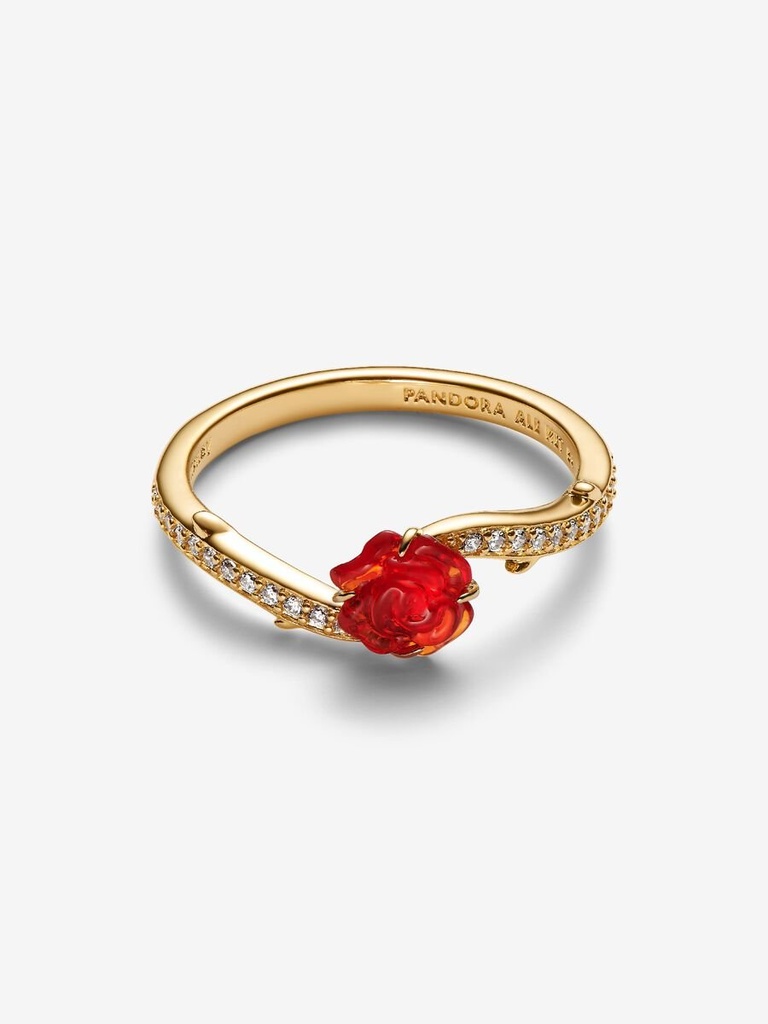Anillo Pandora Rosa La Bella y la Bestia Disney Dorado 163984C01