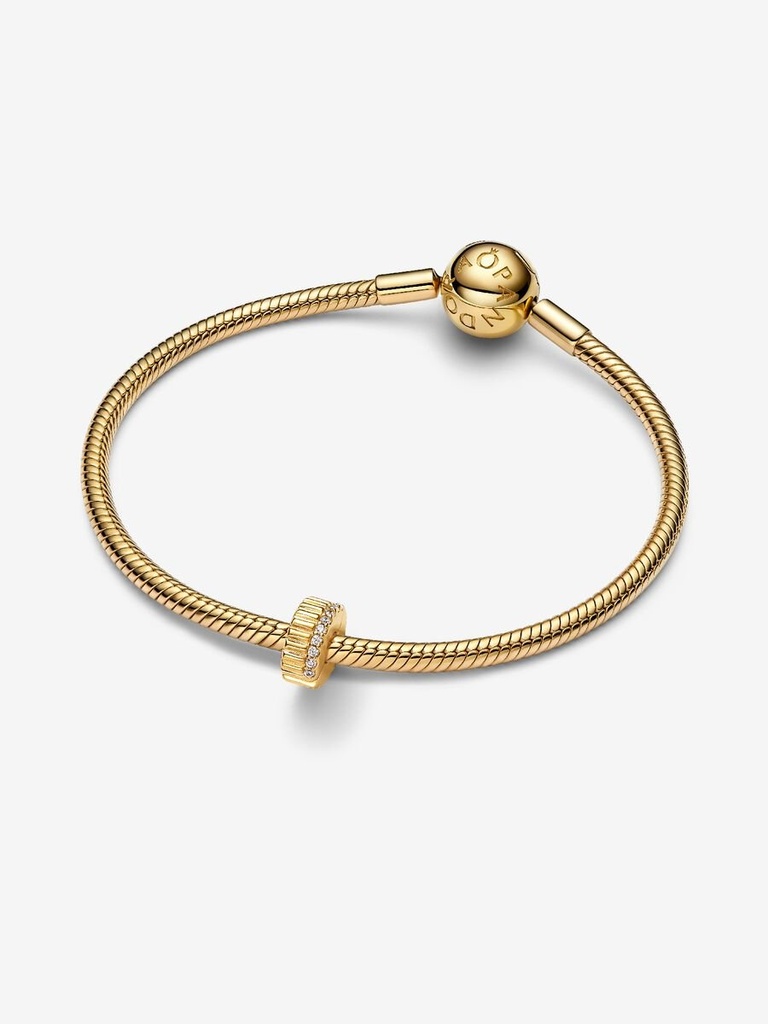 Charm Pandora Clip con Ranuras Brillantes en Dorado y Circonitas 764078C01