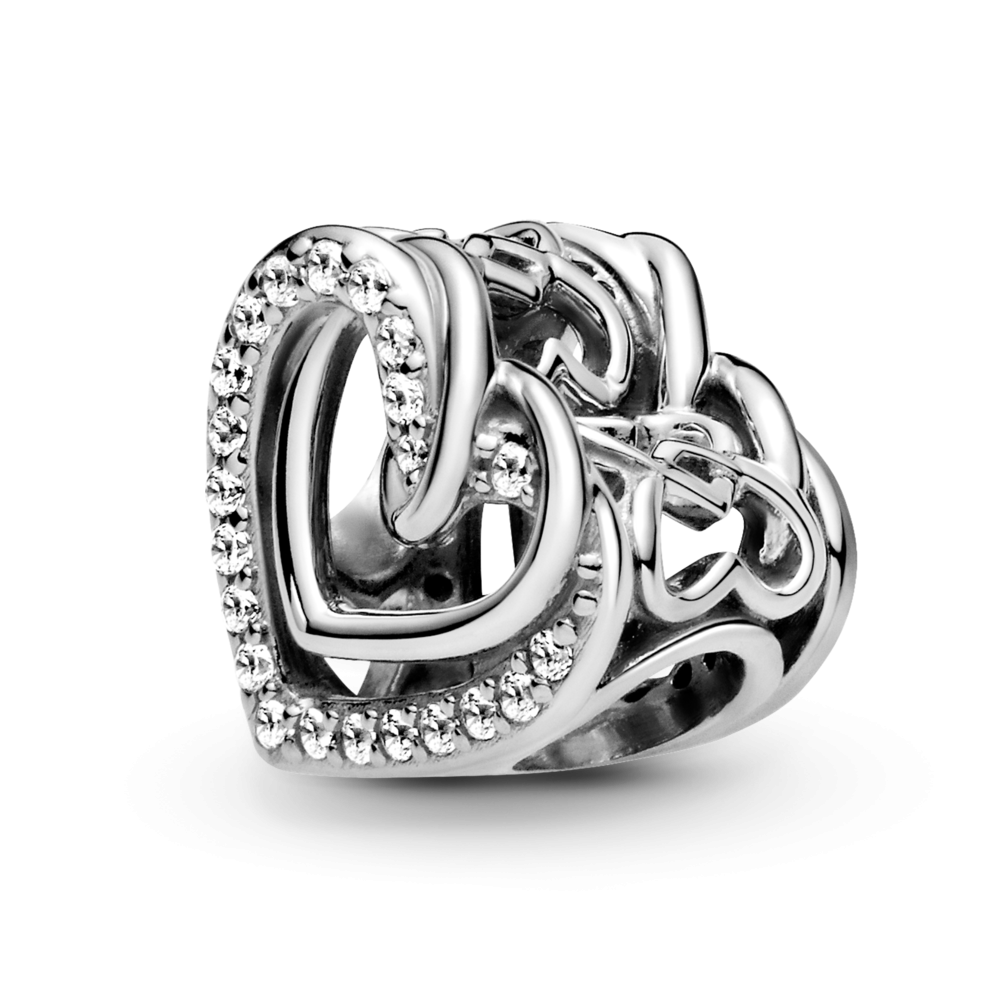 Charm Pandora Corazones Brillantes Entrelazados