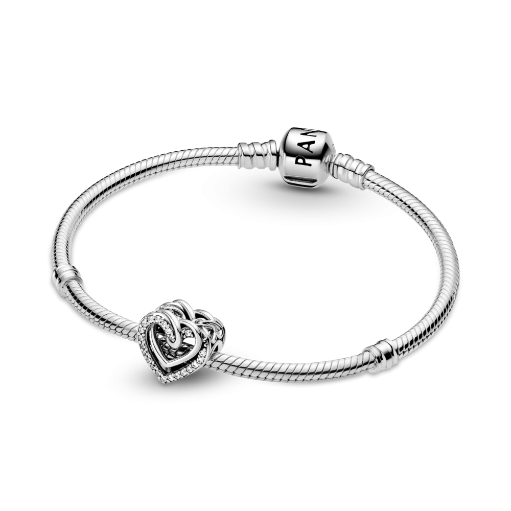 Charm Pandora Corazones Brillantes Entrelazados