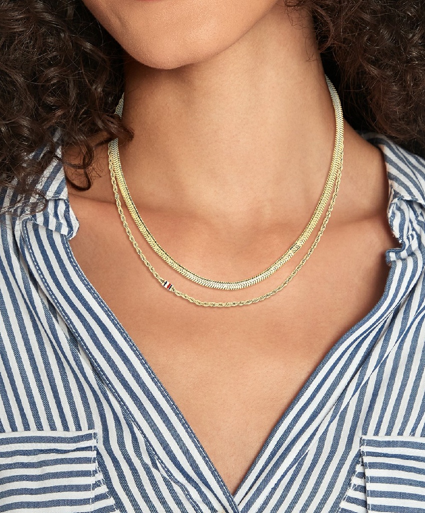 Collar Tommy Hilfiger Doble Cadena Acero Inox. Dorado Mujer 2780980