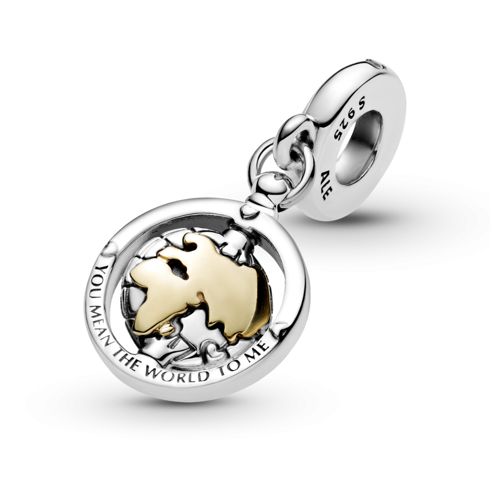 Charm Colgante Pandora Mundo Giratorio Oro 14k