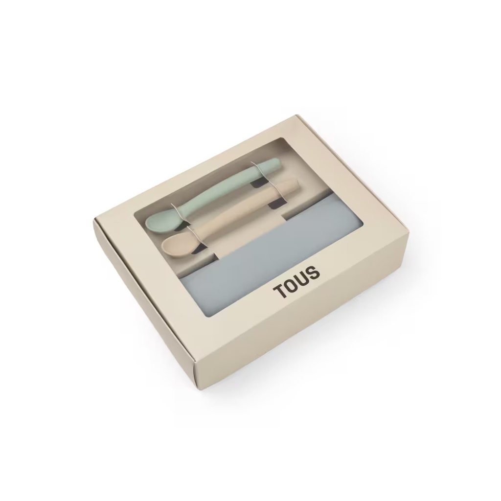 Set de babero y 2 cucharas Food Kit Azul celeste Tous Baby