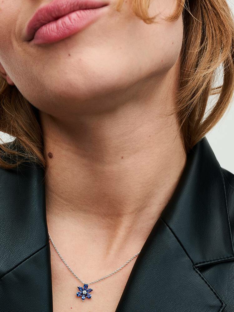 Collar con Colgante Herbario Azul Brillante 392387C02-45