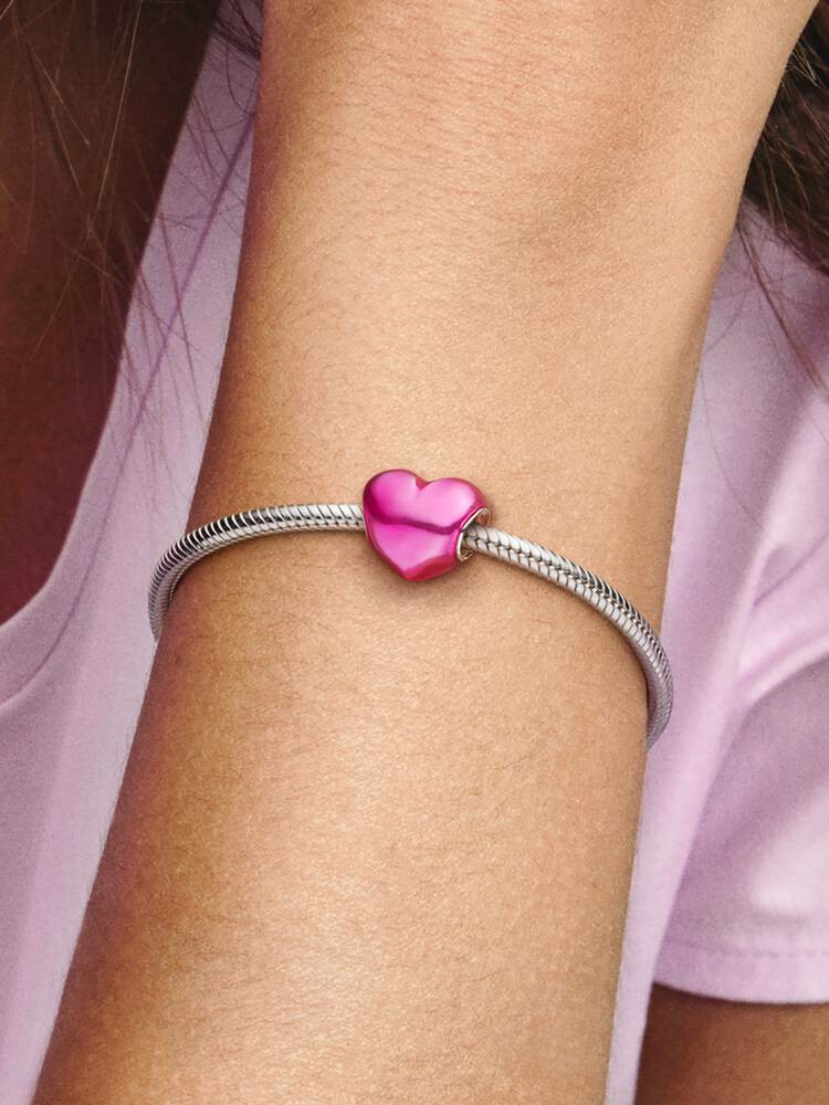 Charm Corazón Metálico Rosa 793337C03