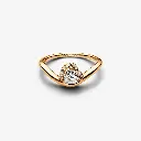 Anillo Pandora Corazón Ondulado Dorado 163660C01