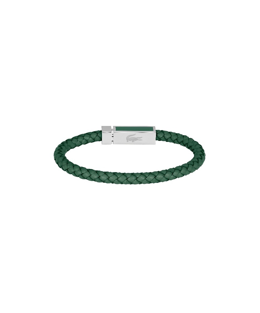 Pulsera Lacoste Rokel Piel Trenzada Verde  y Acero Inoxidable Hombre 2040449
