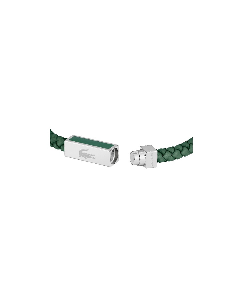 Pulsera Lacoste Rokel Piel Trenzada Verde  y Acero Inoxidable Hombre 2040449