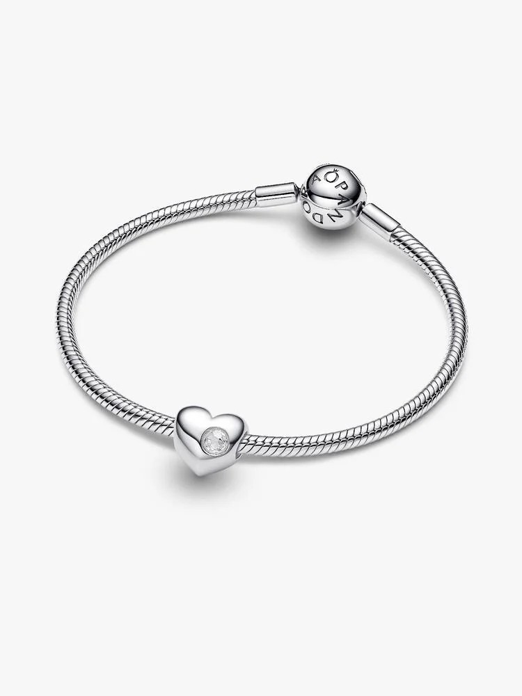  Charm Pandora Grabable Corazón Gema Transparente 794161C04