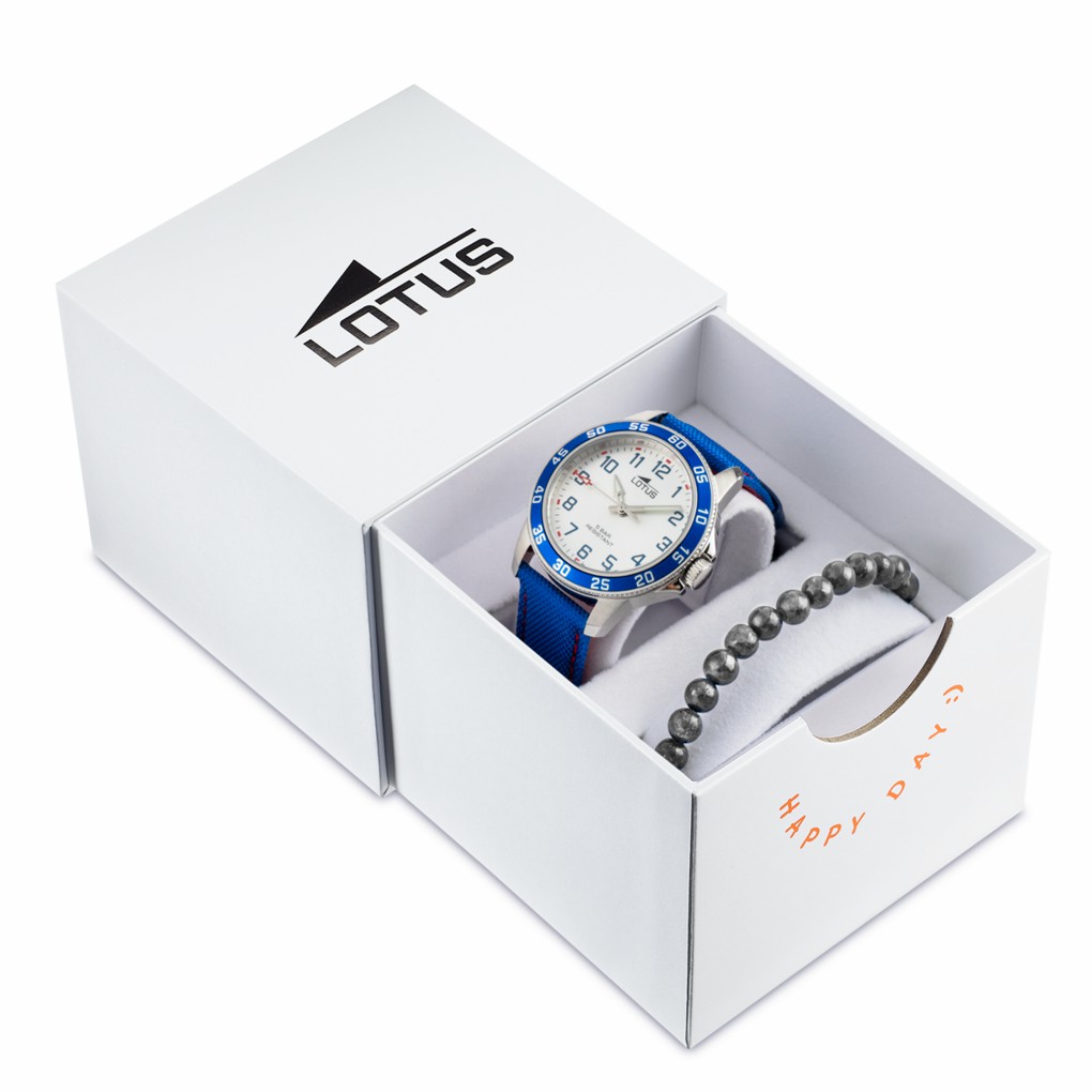 Reloj Lotus Junior Niño Piel Azul y Esfrea Blanca 18787/4