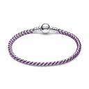 Pulsera Pandorea Cordón Plata y Textil Morado 593816C03